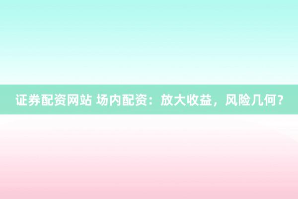 证券配资网站 场内配资：放大收益，风险几何？