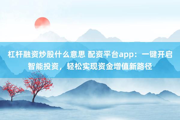 杠杆融资炒股什么意思 配资平台app:一键开启智能投资,轻松实现资金增值新路径