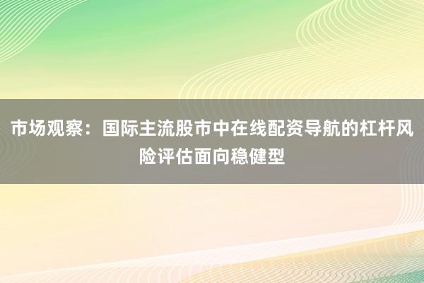 市场观察:国际主流股市中在线配资导航的杠杆风险评估面向稳健型