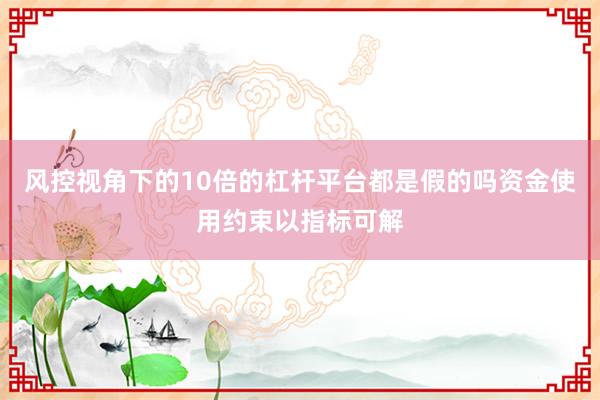 风控视角下的10倍的杠杆平台都是假的吗资金使用约束以指标可解