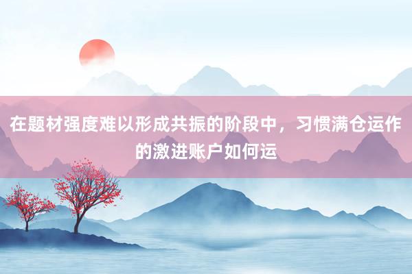 在题材强度难以形成共振的阶段中,习惯满仓运作的激进账户如何运